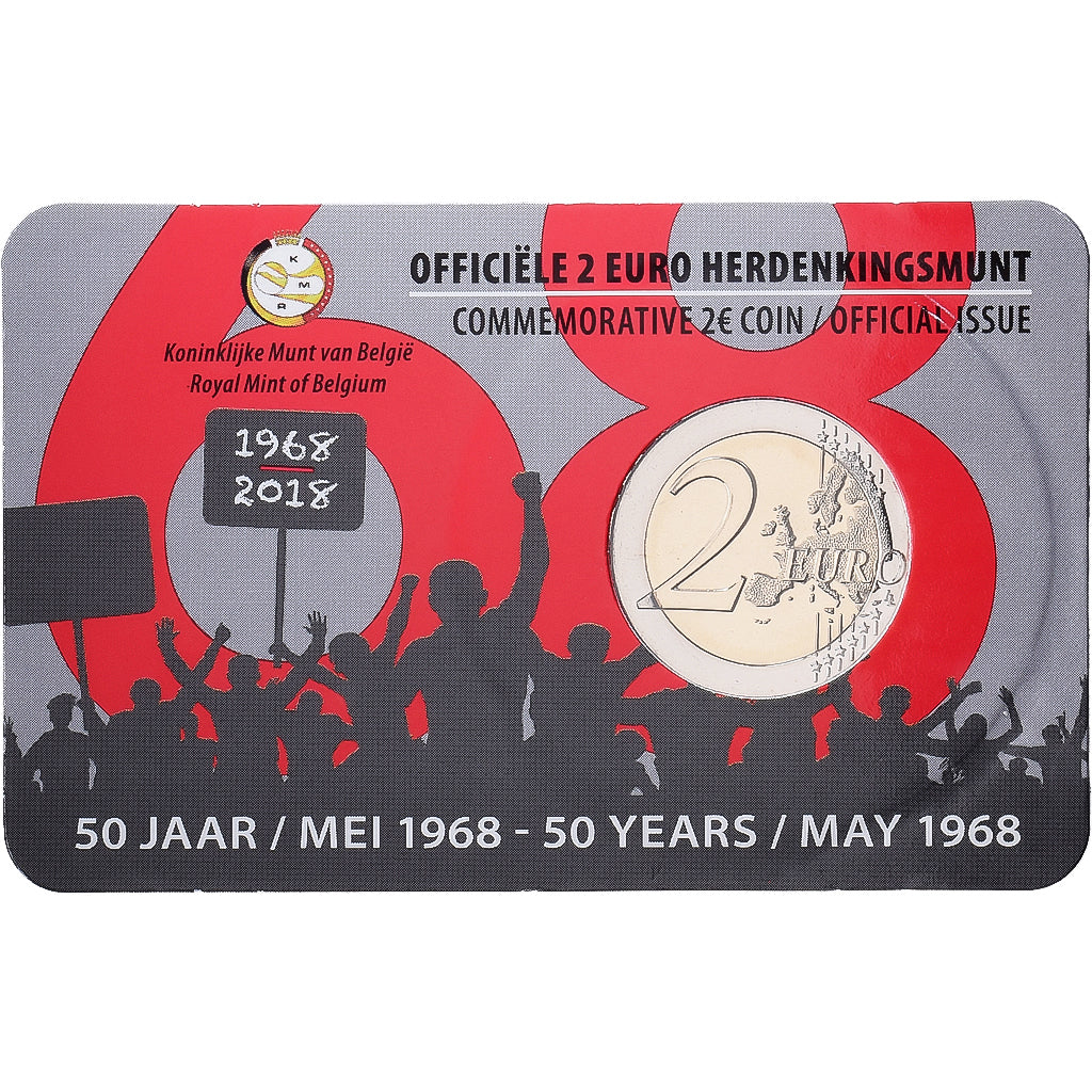 Belgien, 2 Euro, 50 Ans / Mai 1968, BU, 2018, Monnaie Royale des Pays Bas