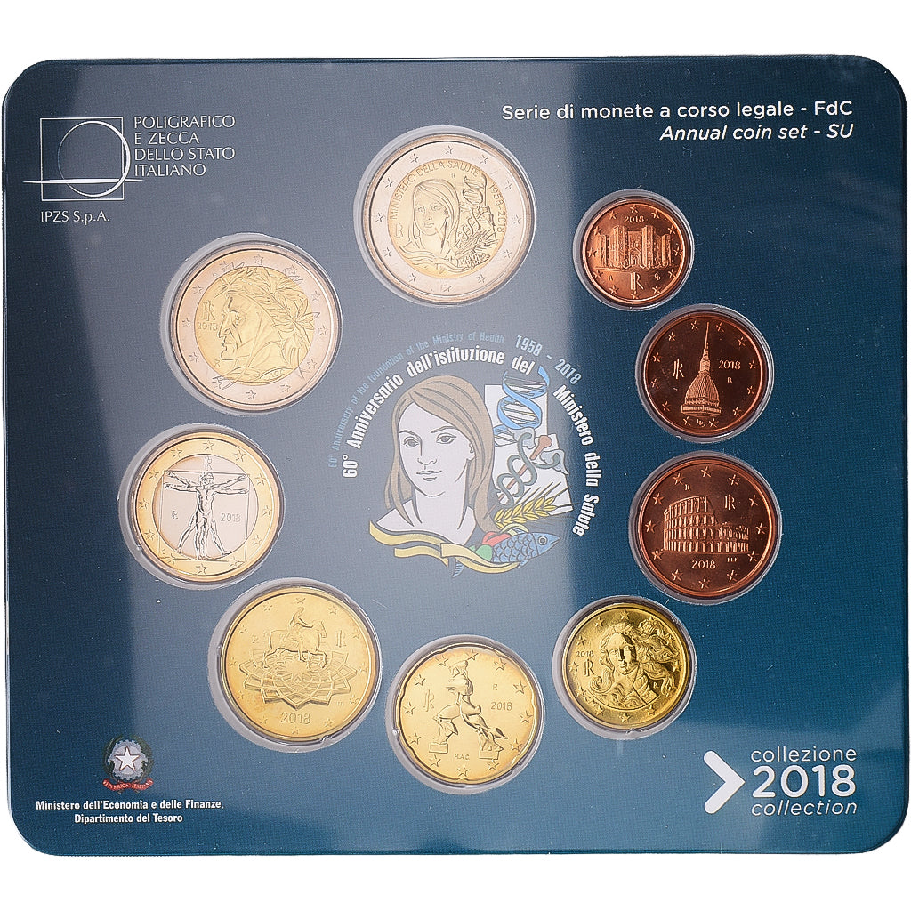 Italien, Set 1 ct. - 2 Euro + 2€, Ministry of Health, série FDC, 2018, Rome