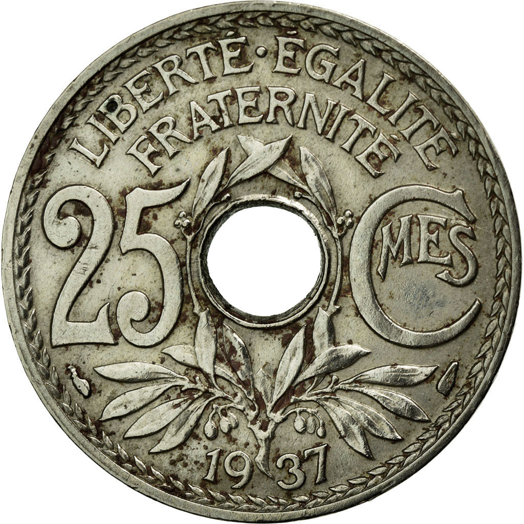 Coin, France, Lindauer, 25 Centimes, 1937, EF(40-45), Copper-nickel, KM:867a