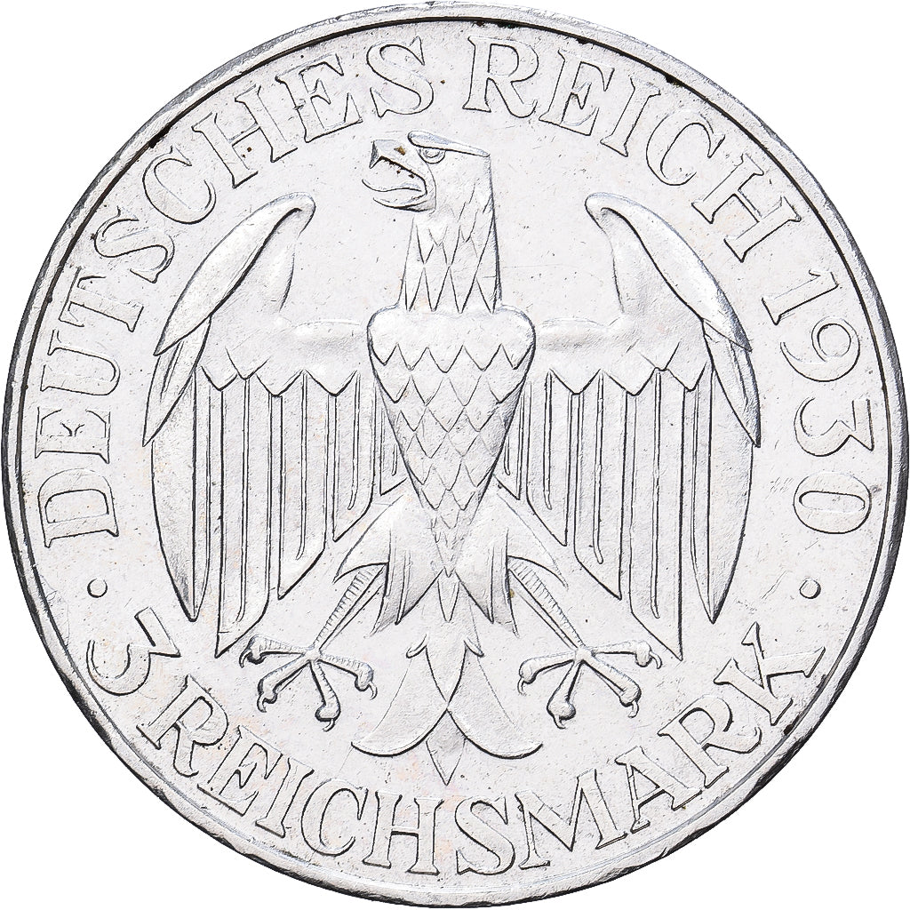 Niemcy, 3 Mark, Graf Zeppelin, 1930, Hamburg, Srebro, MS(63), KM:67