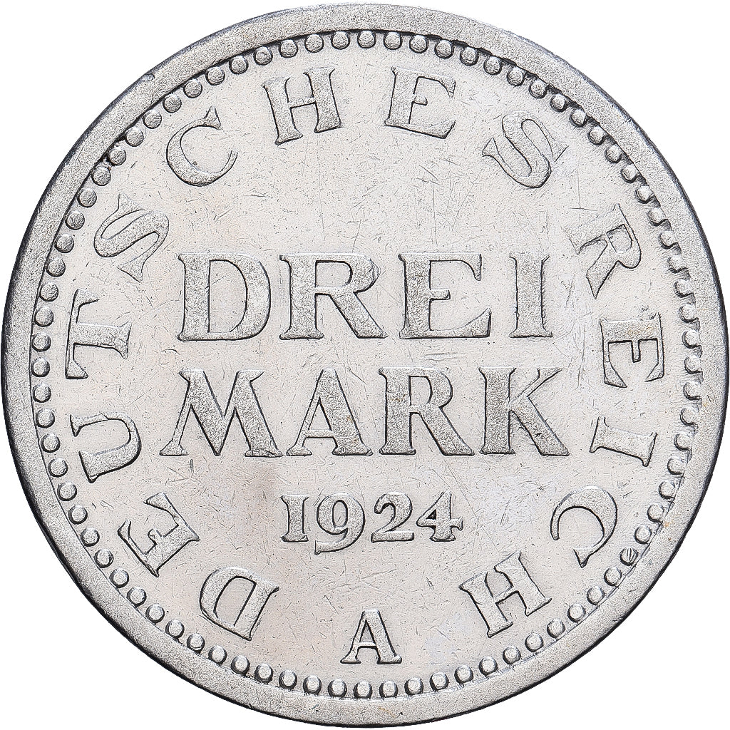 Alemania, 3 Mark, 1924, Berlin, Plata, MBC, KM:43