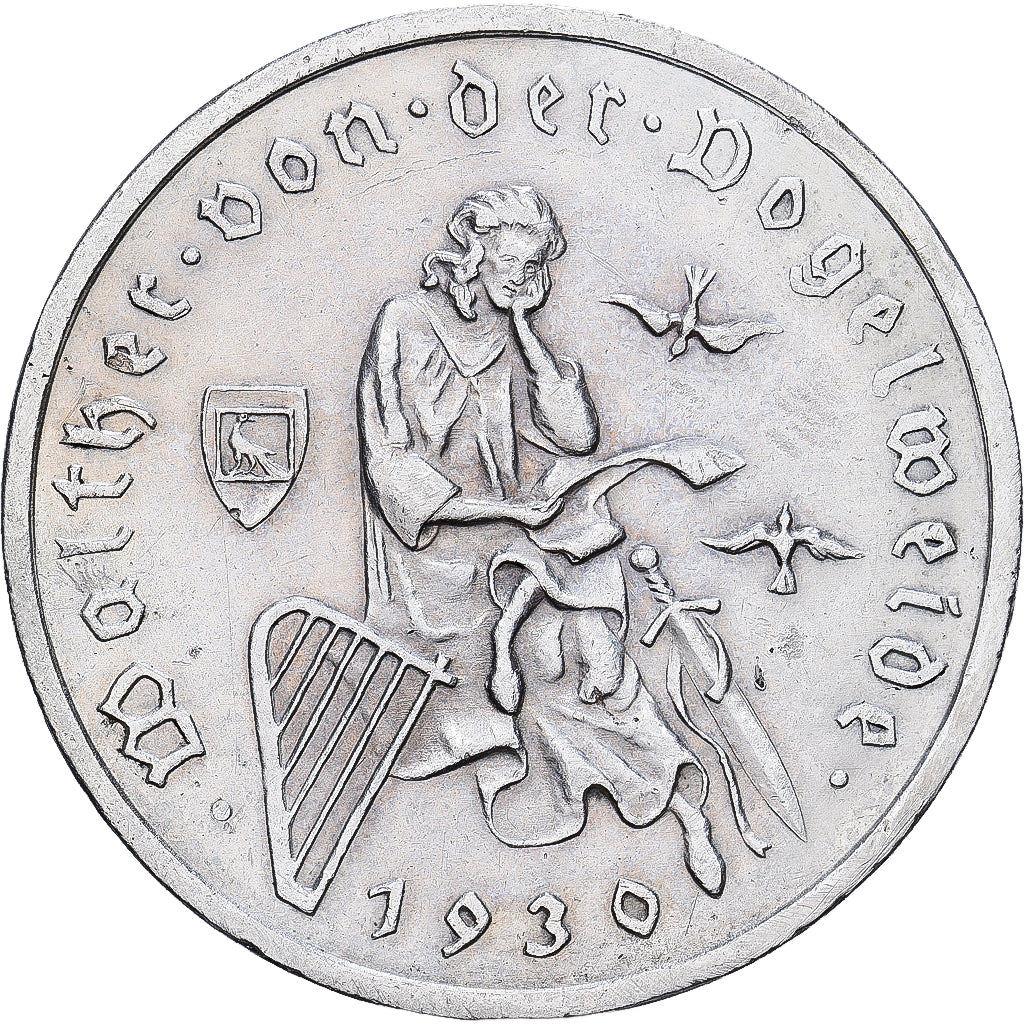 Germany, 3 Mark, Walther von der Vogelweide, 1930, Berlin, Silver, AU(50-53)