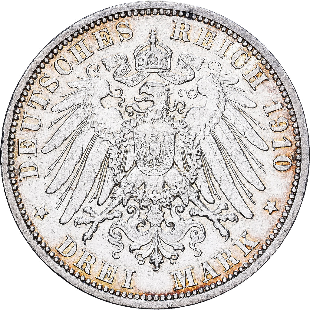 German Empire, Ernst Ludwig, 3 Mark, 1910, Berlin, Silber, SS+, KM:375
