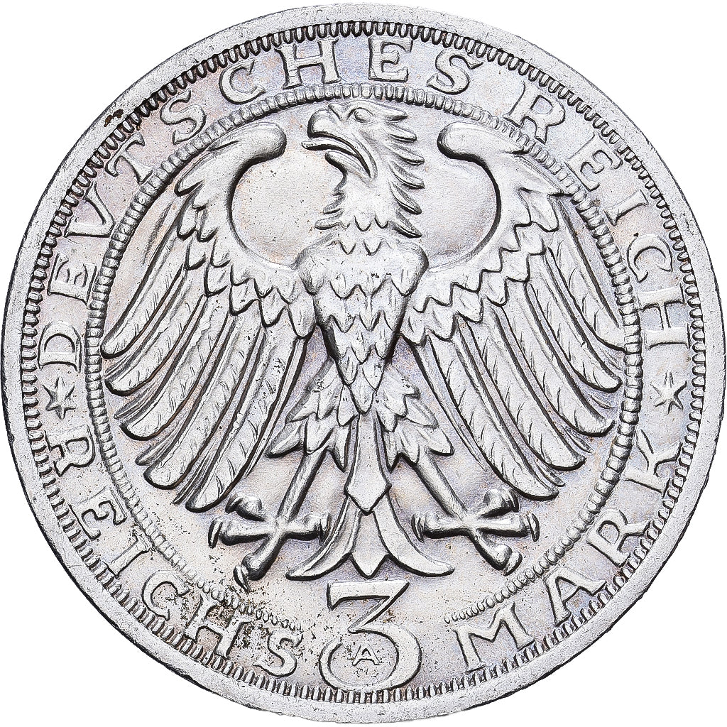 Niemcy, 3 Mark, Naumburg, 1928, Berlin, Srebro, MS(63), KM:57