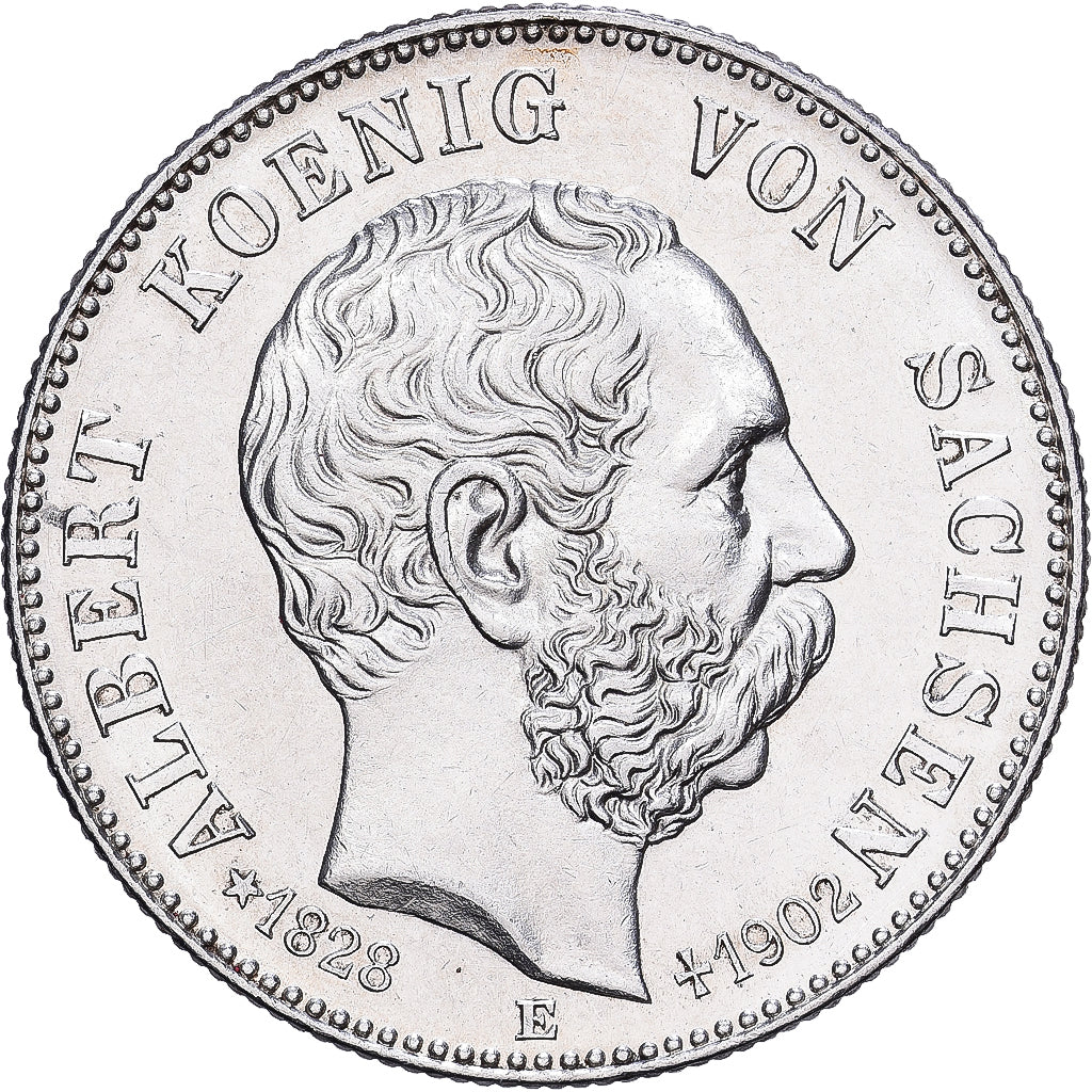 Germania, Albert, 2 Mark, Death of King Albert, 1902, Muldenhütten, Argento