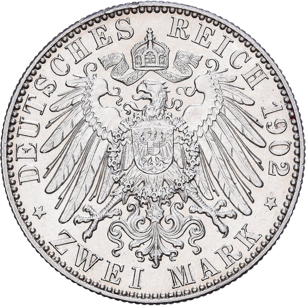 Germania, Albert, 2 Mark, Death of King Albert, 1902, Muldenhütten, Argento