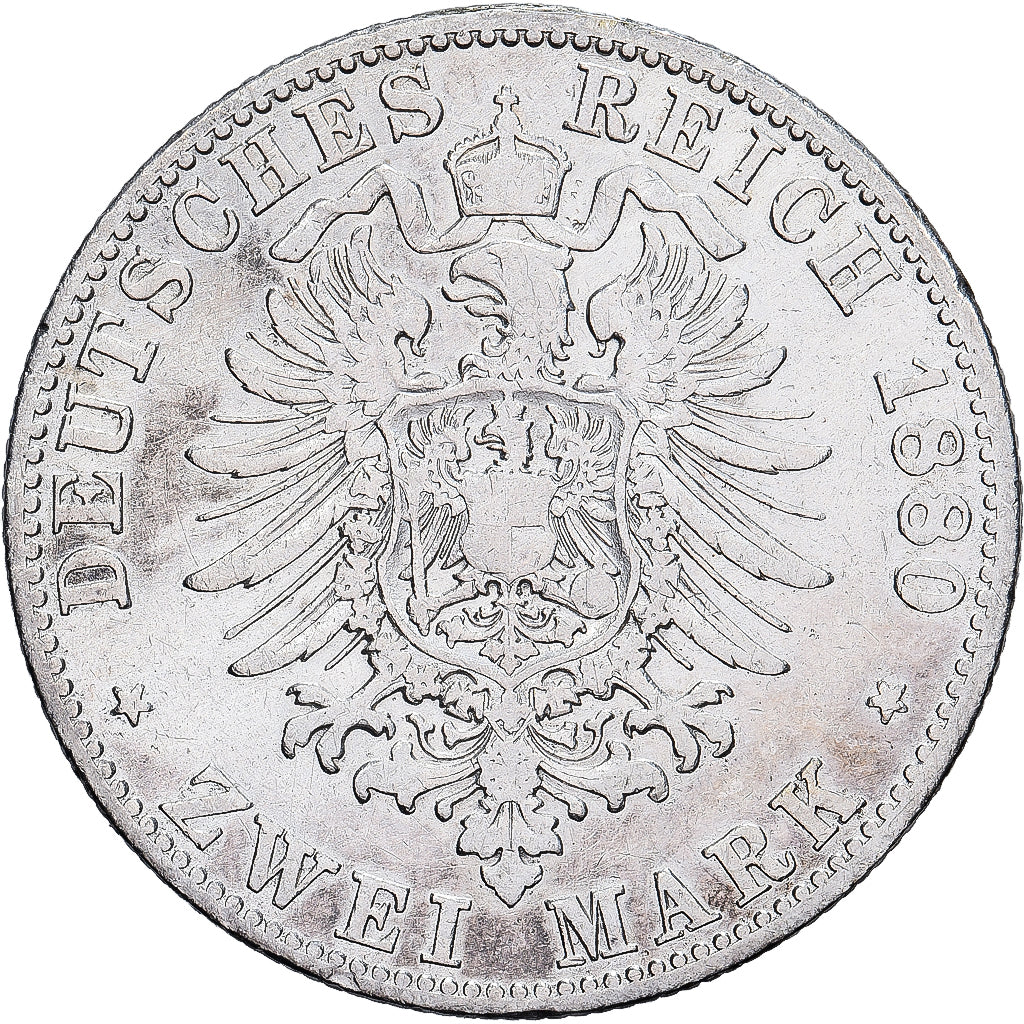 Deutschland, Ludwig II, 2 Mark, 1880, Munich, Silber, S+, KM:903