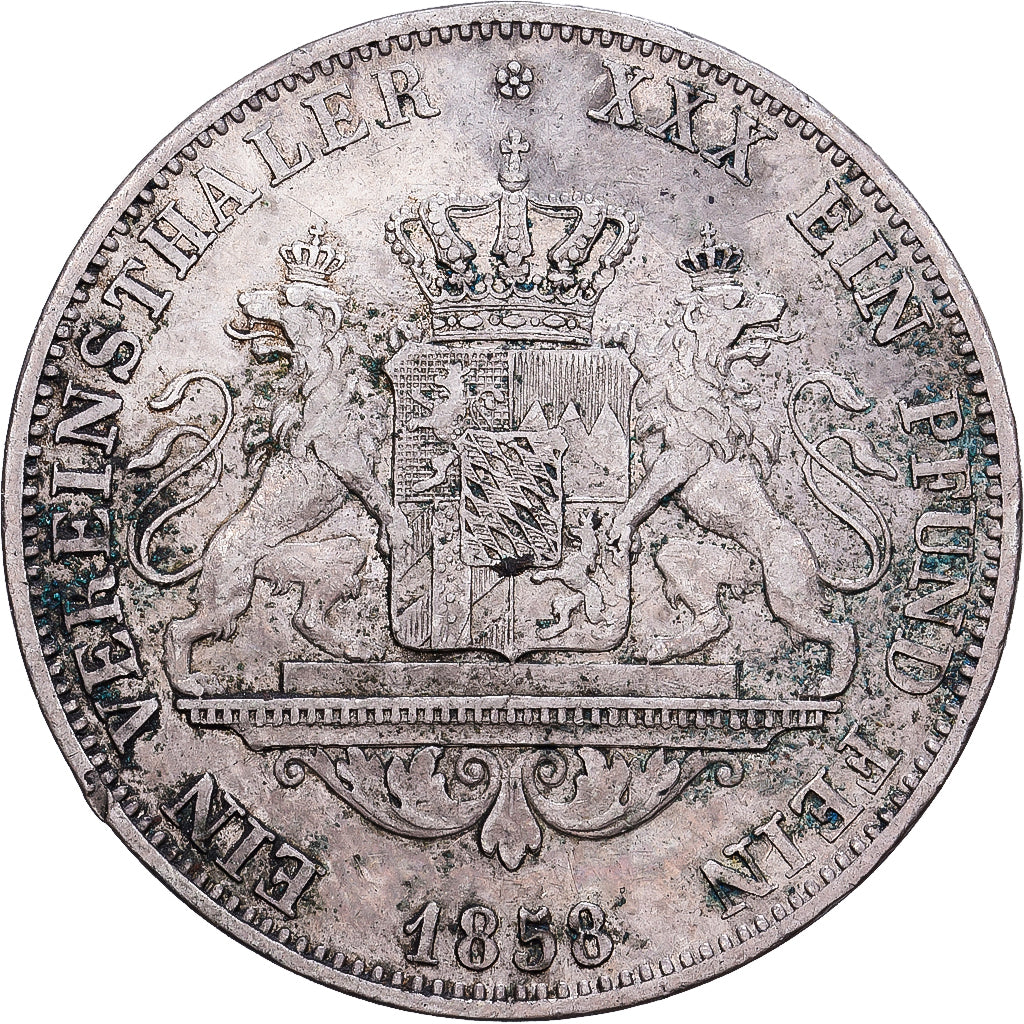 Niemcy, Maximilian II, Thaler, Vereinsthaler, 1858, Munich, Srebro, EF(40-45)