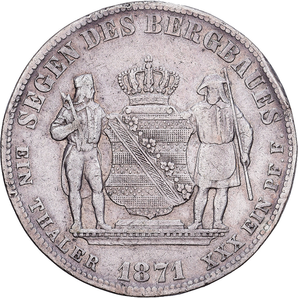 Germany, Johann, Thaler, Vereinsthaler, 1871, Dresden, Silver, VF(30-35)