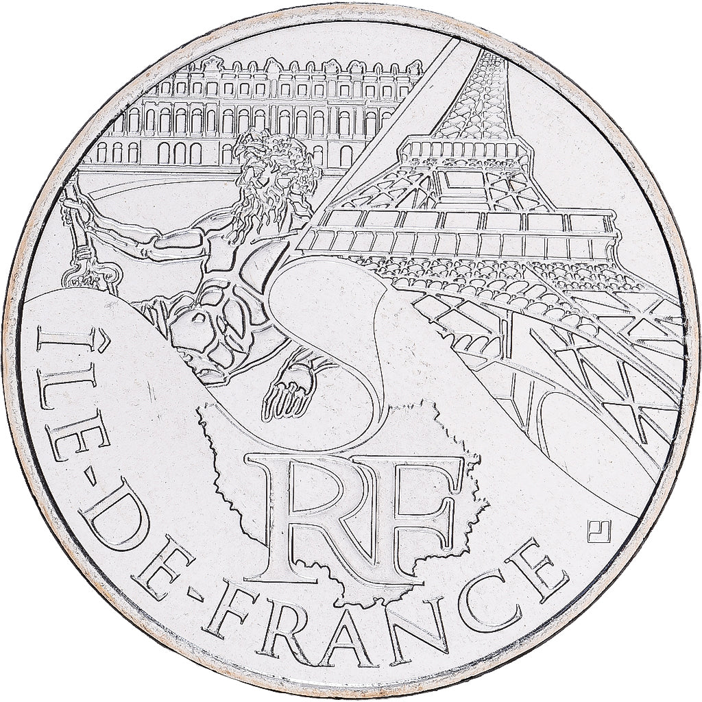 Francja, 10 Euro, Ile de France, 2011, MDP, Srebro, MS(65-70), KM:1739