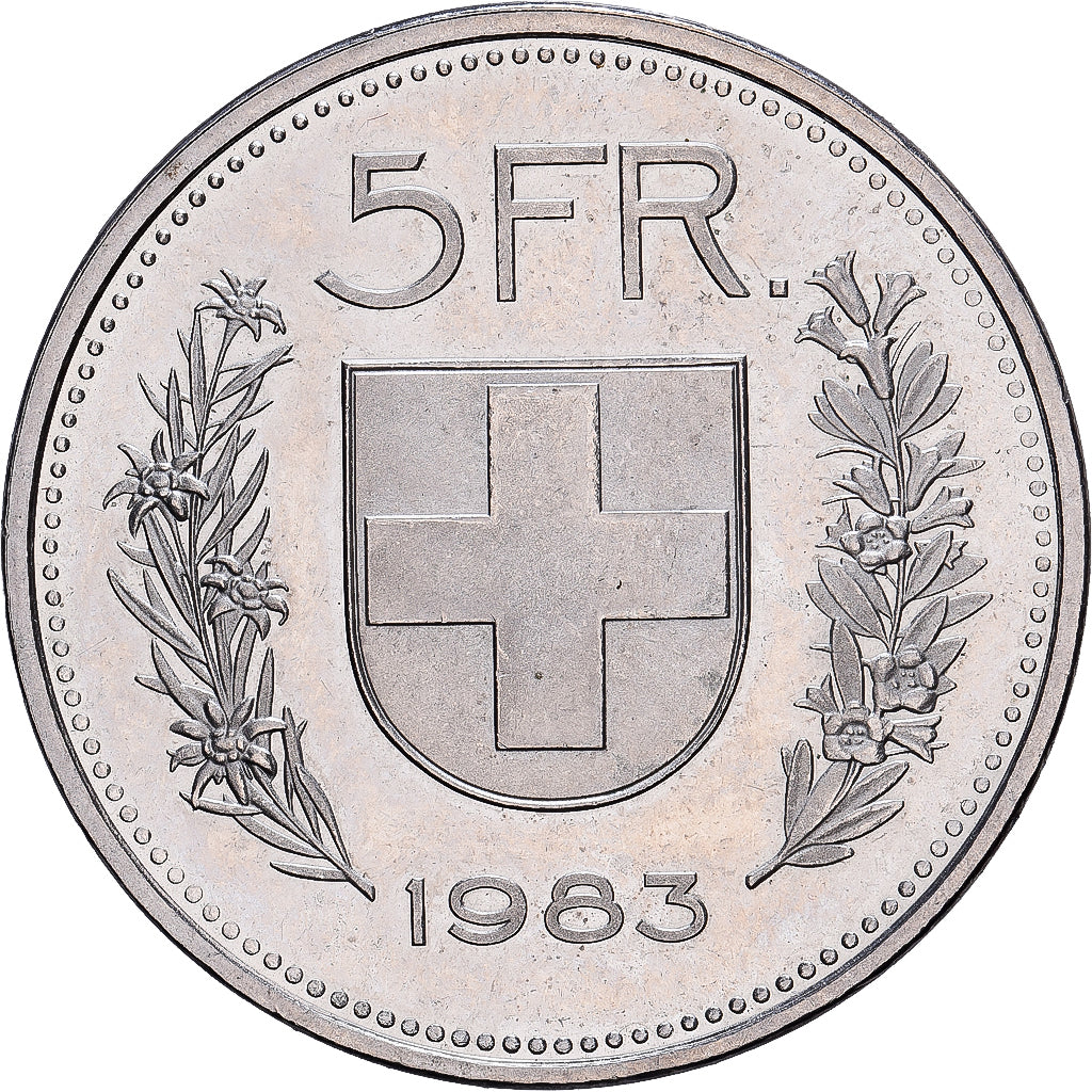 Svizzera, 5 Francs, 1983, Bern, Rame-nichel, SPL