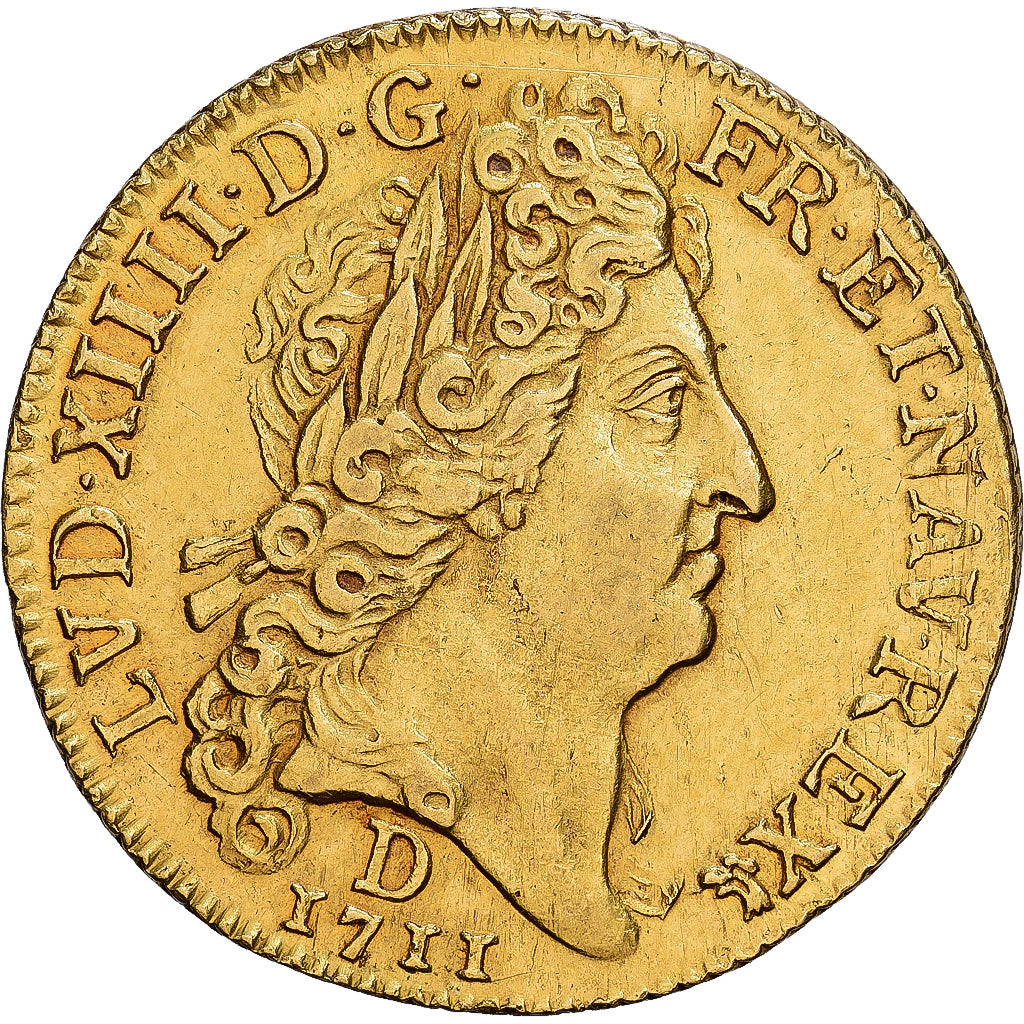 France, Louis XIV, louis d'or au soleil, 1711, Lyon, Gold, EF(40-45)