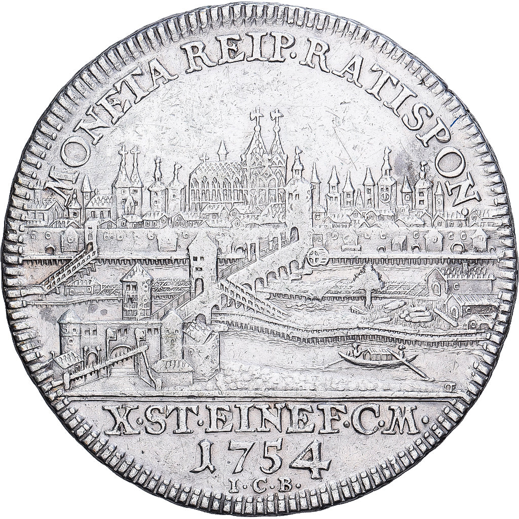 Landy niemieckie, Franz I, 1 Thaler, 1754, Ratisbonne, Srebro, EF(40-45), KM:380