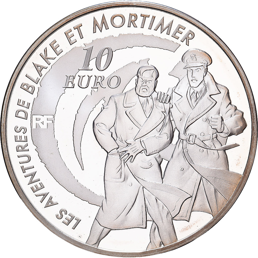 Francja, 10 Euro, Blake & Mortimer, Proof, 2010, MDP, Srebro, MS(65-70)