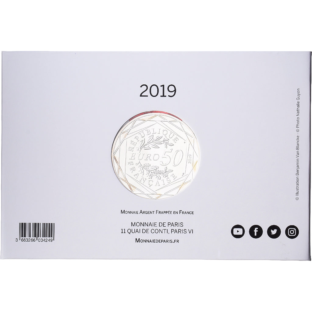 France, 50 Euro, Pièce d'Histoire - Le Drapeau Français, BU, 2019, MDP