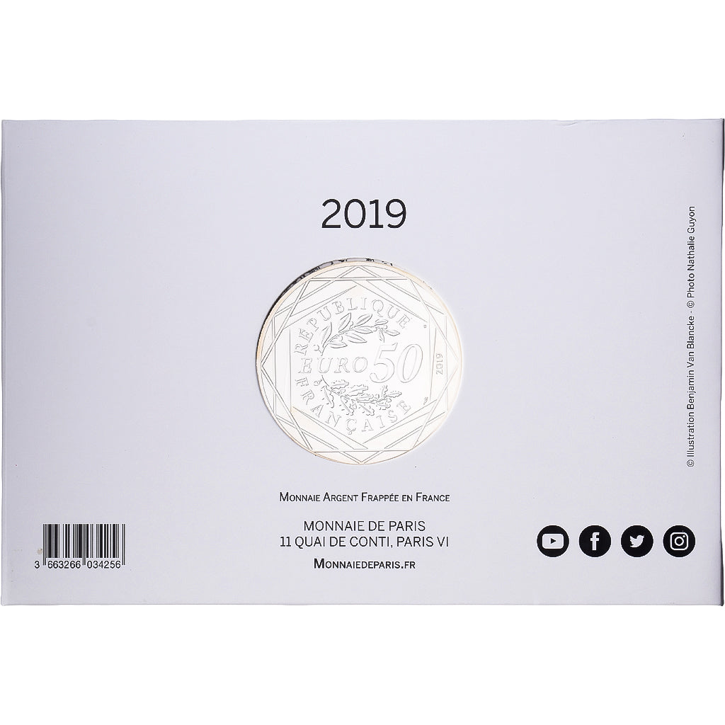 Francja, 50 Euro, Pièce d'Histoire - La Marseillaise, BU, 2019, MDP, Srebro