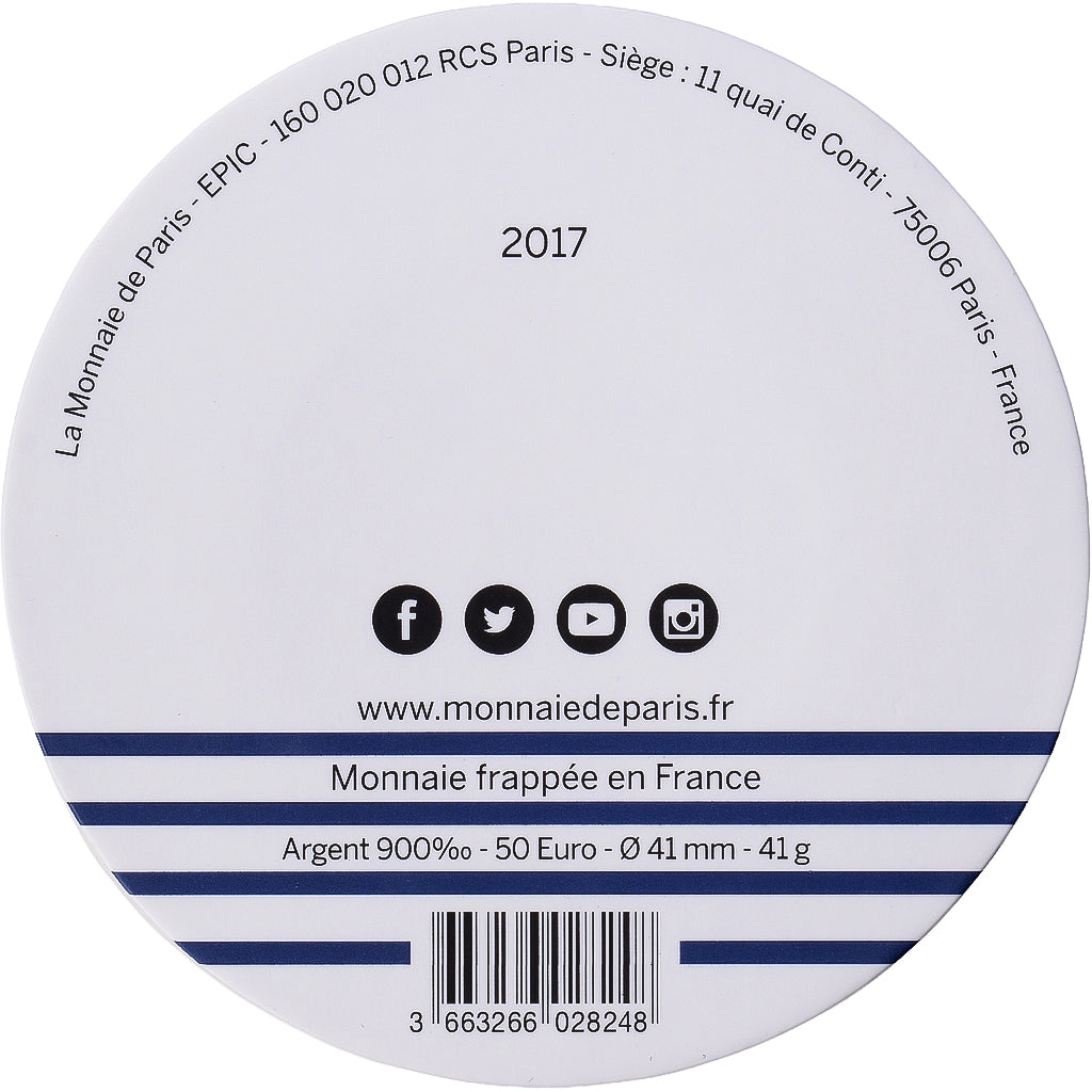 Frankreich, 50 Euro, Jean-Paul Gaultier - Bal du 14 Juillet, 2017, MDP, Silber