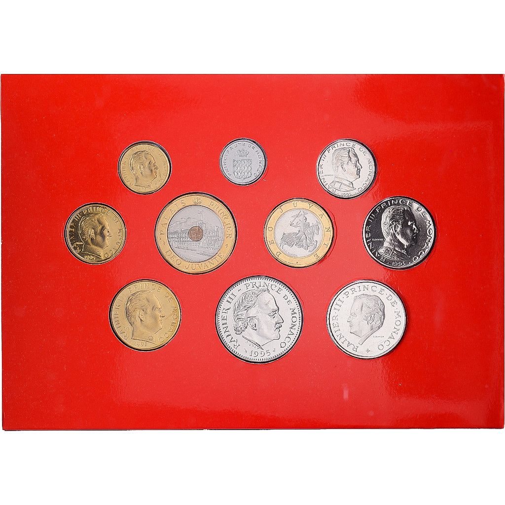 Monaco, Rainier III, Set Francs BU, 1995, MDP, Bi-Metallic, MS(65-70)