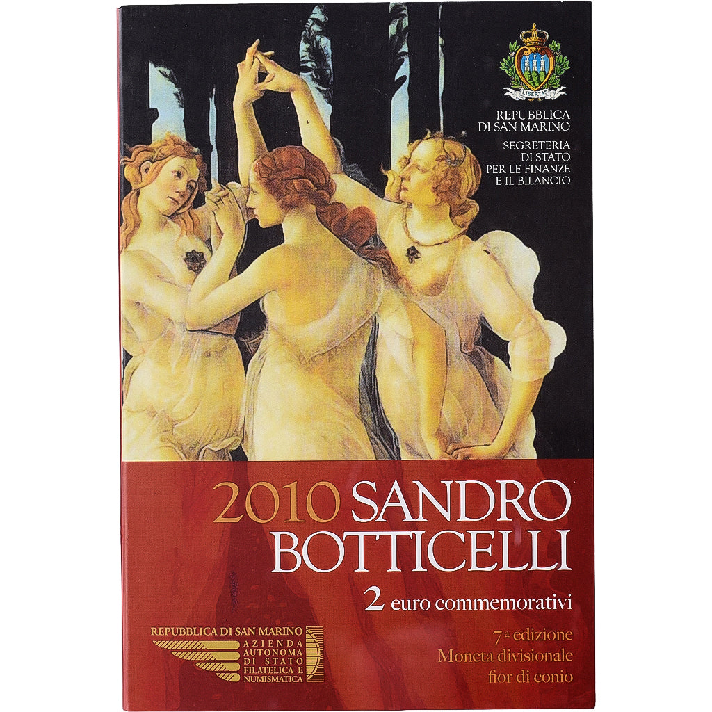 San Marino, 2 Euro, Sandro Botticelli, BU, 2010, Rome, Bi-Metallic, MS(65-70)