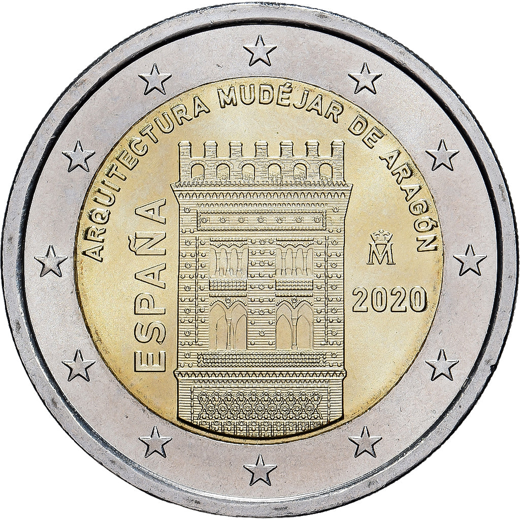 España, 2 Euro, Mudejar Architecture of Aragon, 2020, Madrid, Bimetálico, FDC