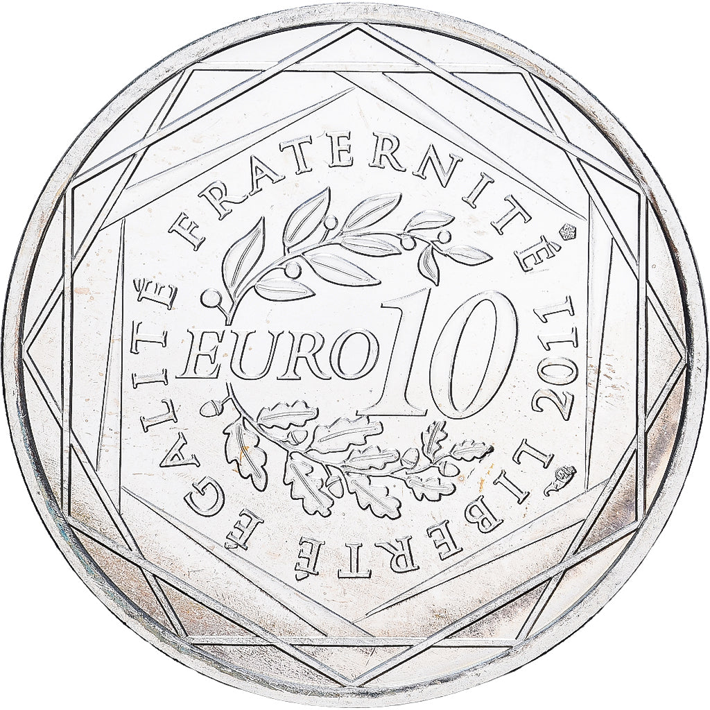 France, 10 Euro, Mayotte, 2011, MDP, Silver, MS(63), KM:1726