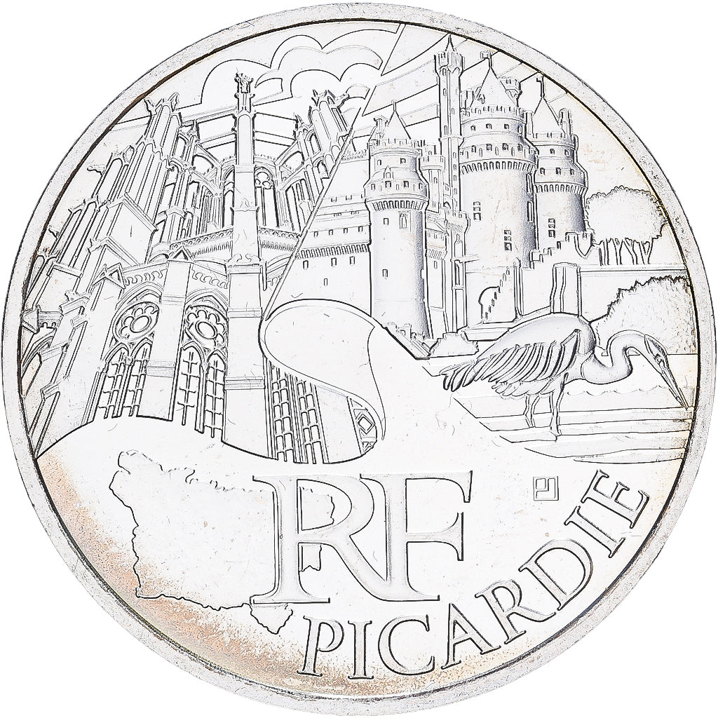 France, 10 Euro, Picardie, 2011, MDP, Silver, MS(63), KM:1747