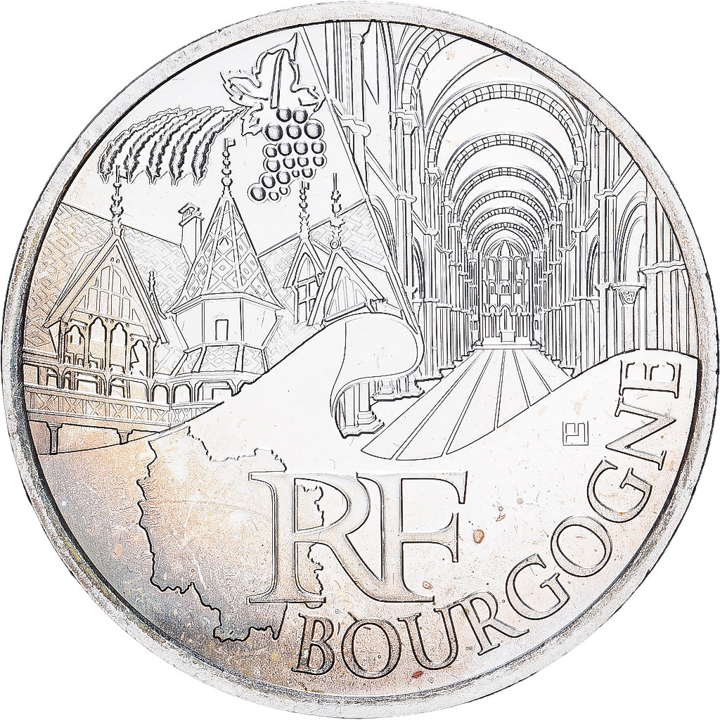 France, 10 Euro, Bourgogne, 2011, MDP, Silver, MS(63), KM:1731