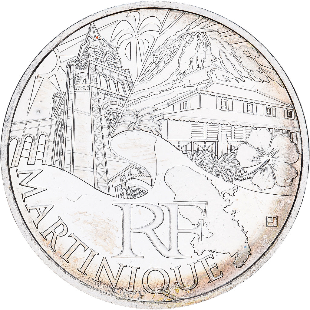 France, 10 Euro, Martinique, 2011, MDP, Silver, MS(63), KM:1744
