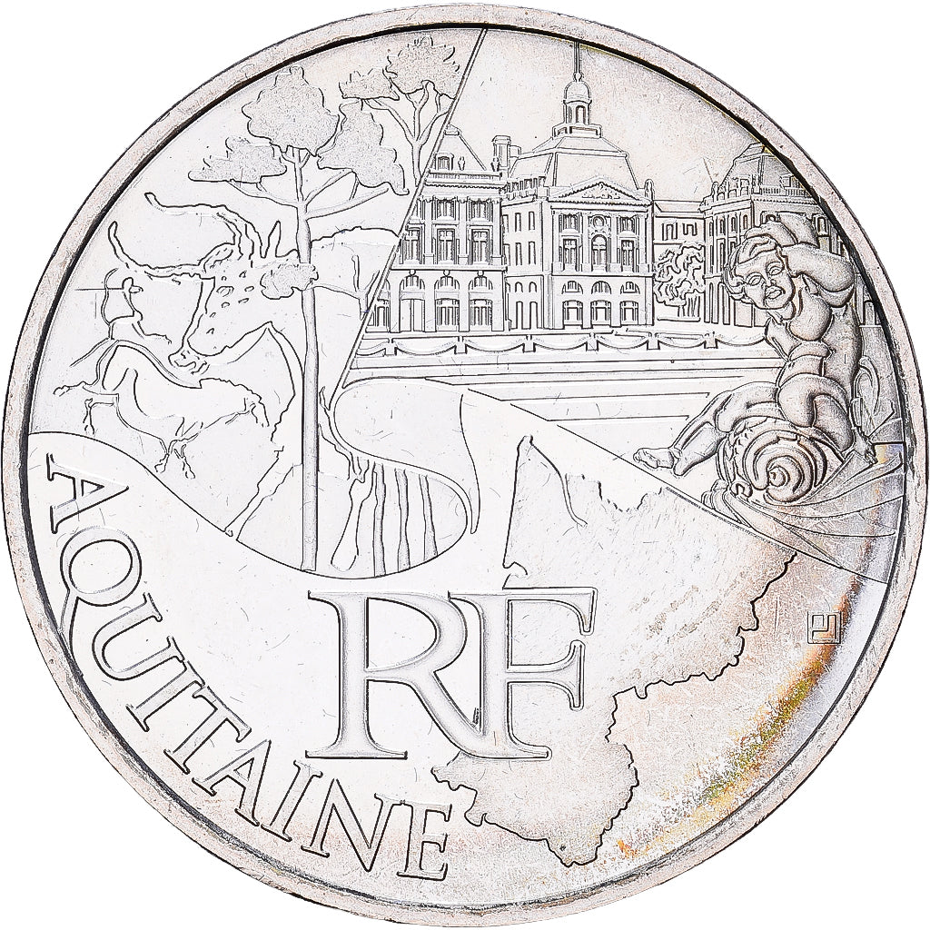 France, 10 Euro, Aquitaine, 2011, MDP, Silver, MS(63), KM:1727