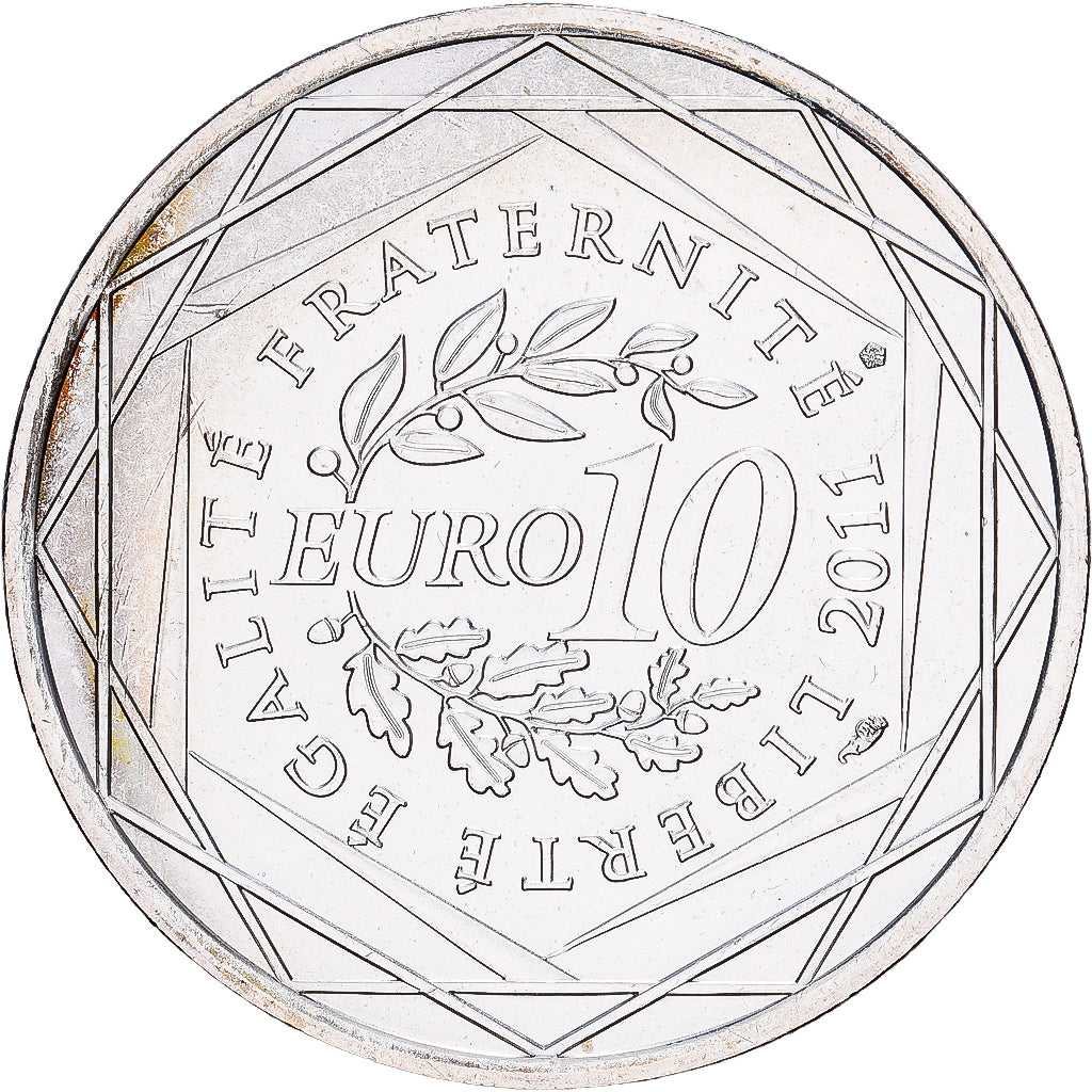 France, 10 Euro, Aquitaine, 2011, MDP, Silver, MS(63), KM:1727
