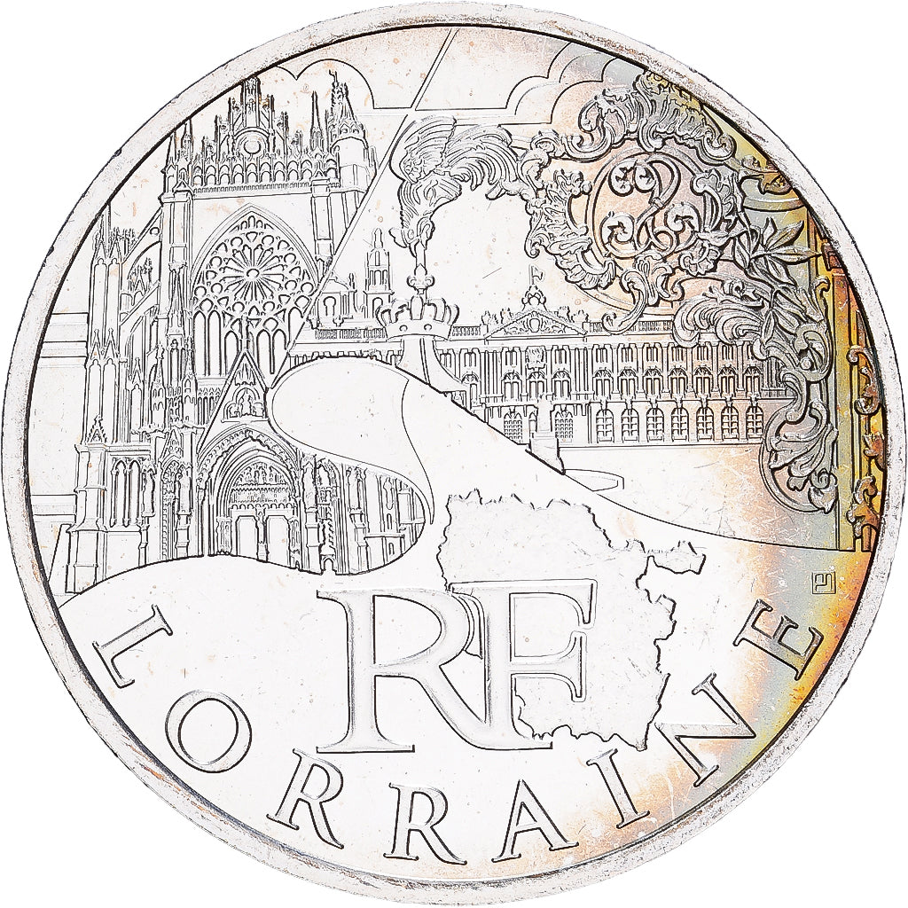 France, 10 Euro, Lorraine, 2011, MDP, Silver, MS(63), KM:1743