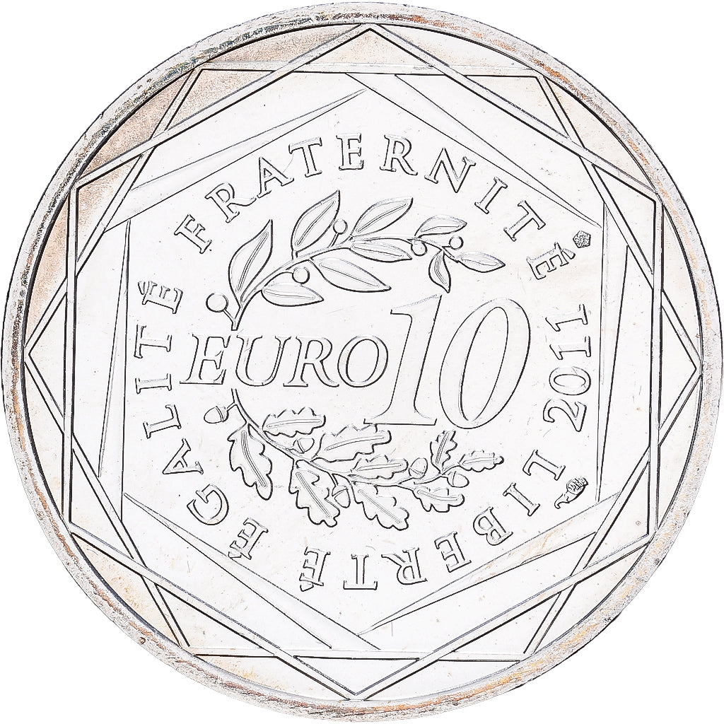 France, 10 Euro, Auvergne, 2011, MDP, Silver, MS(63), KM:1728