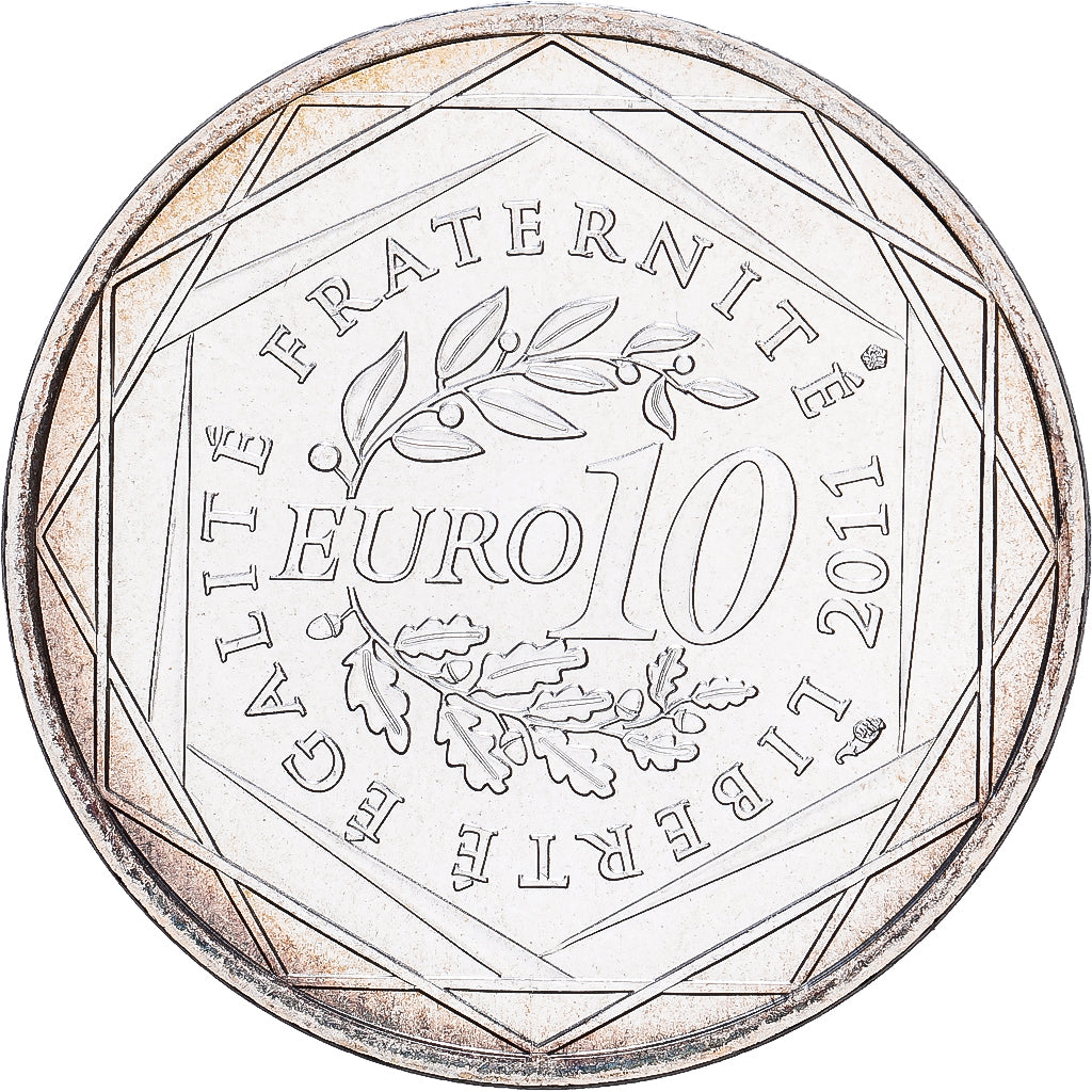 Francja, 10 Euro, Réunion, 2011, MDP, Srebro, MS(63), KM:1750