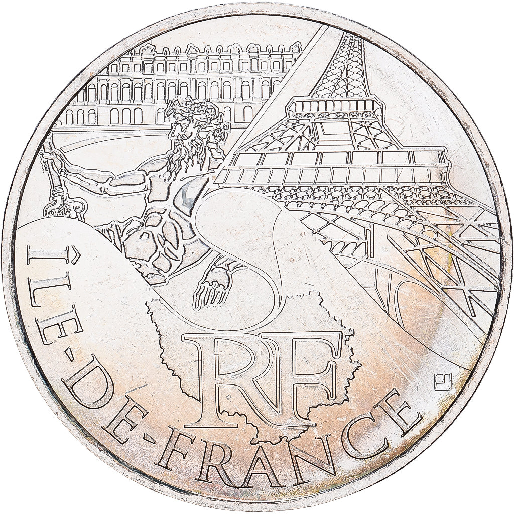 França, 10 Euro, Ile de France, 2011, MDP, Prata, MS(63), KM:1739
