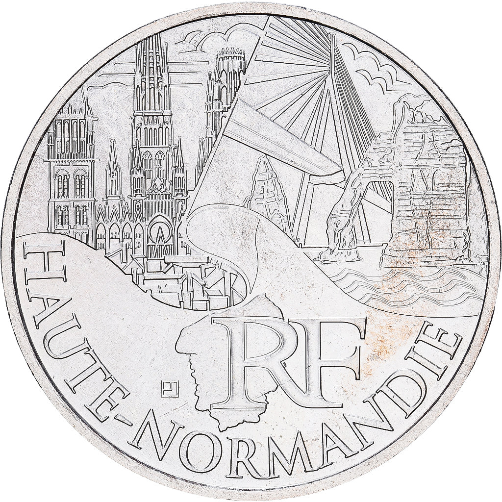 France, 10 Euro, Haute-Normandie, 2011, MDP, Silver, MS(63), KM:1738