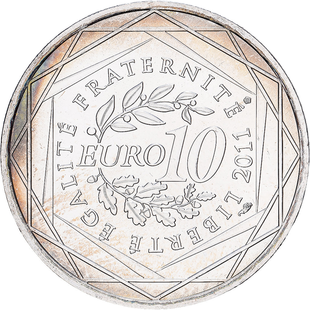 France, 10 Euro, Haute-Normandie, 2011, MDP, Silver, MS(63), KM:1738
