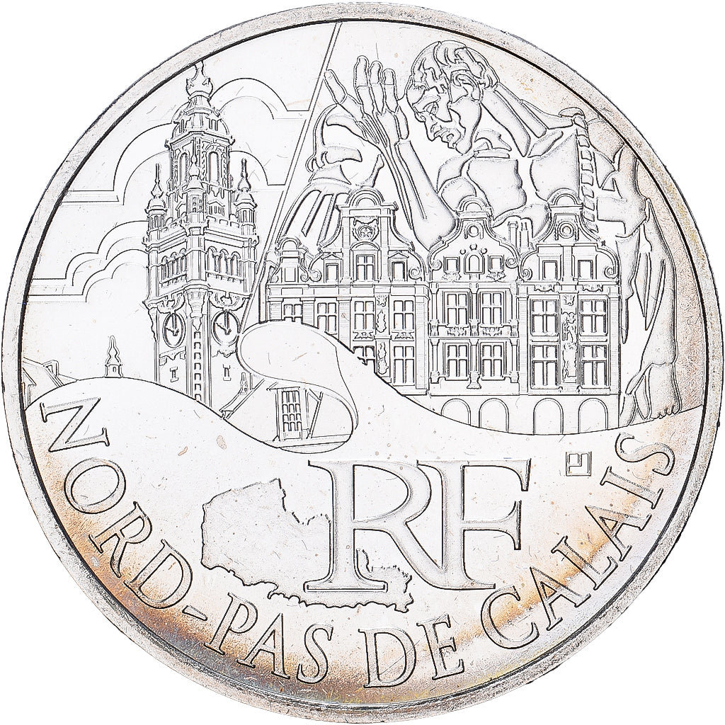 França, 10 Euro, Nord-Pas-de-Calais, 2011, MDP, Prata, MS(63), KM:1745