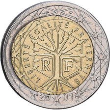 France, 2 Euro, error off center strike, 2001, MDP, Bi-Metallic, MS(63), KM:1289