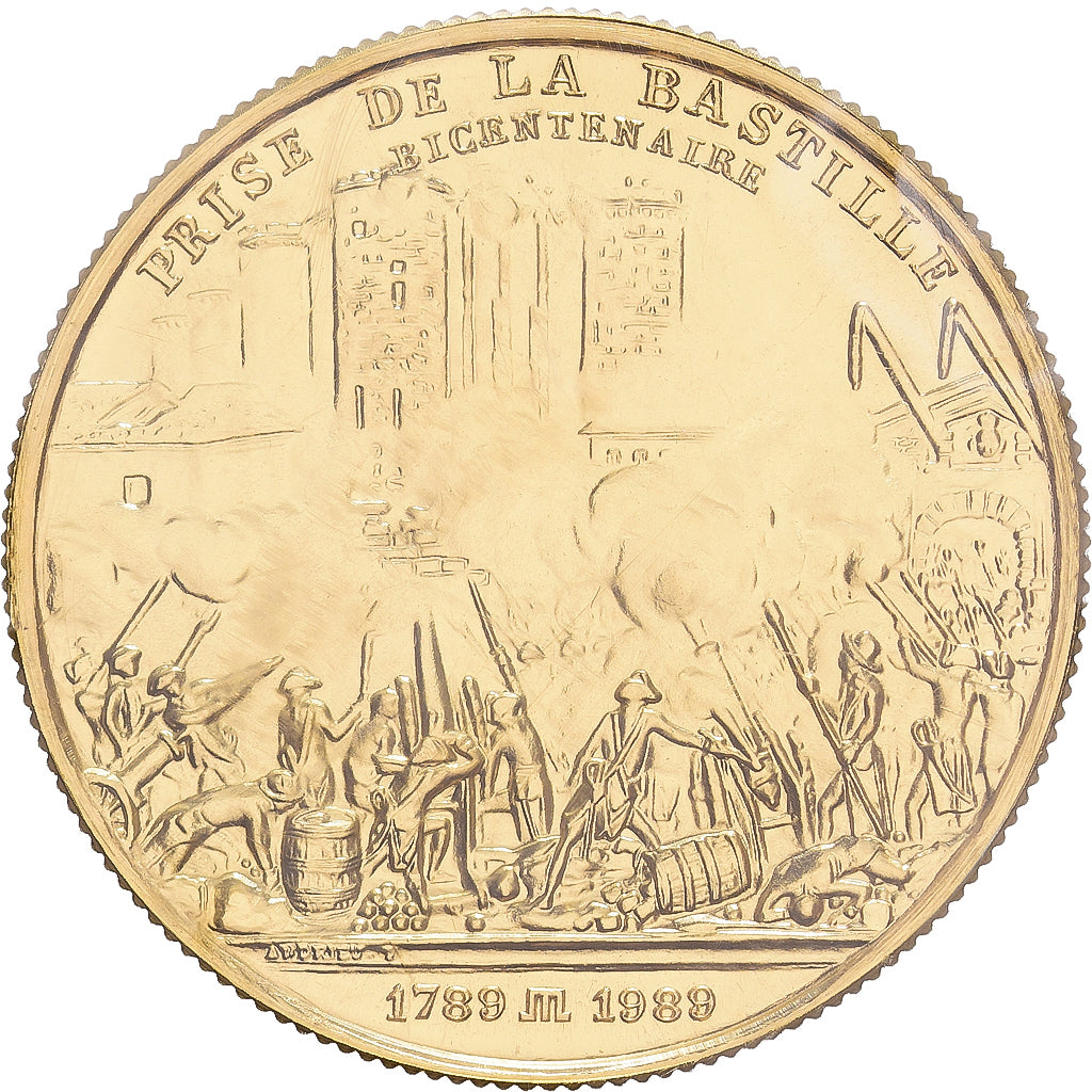 France, Médaille, Bicentenaire de la Révolution Française, ESSAI, 1980, MDP, Or