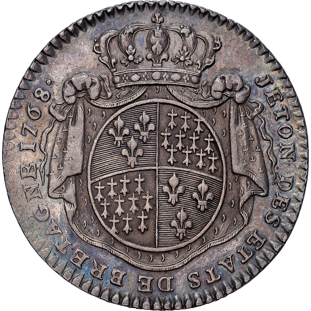 Francja, Token, Etats de Bretagne, 1768, Srebro, AU(55-58), Feuardent:8778