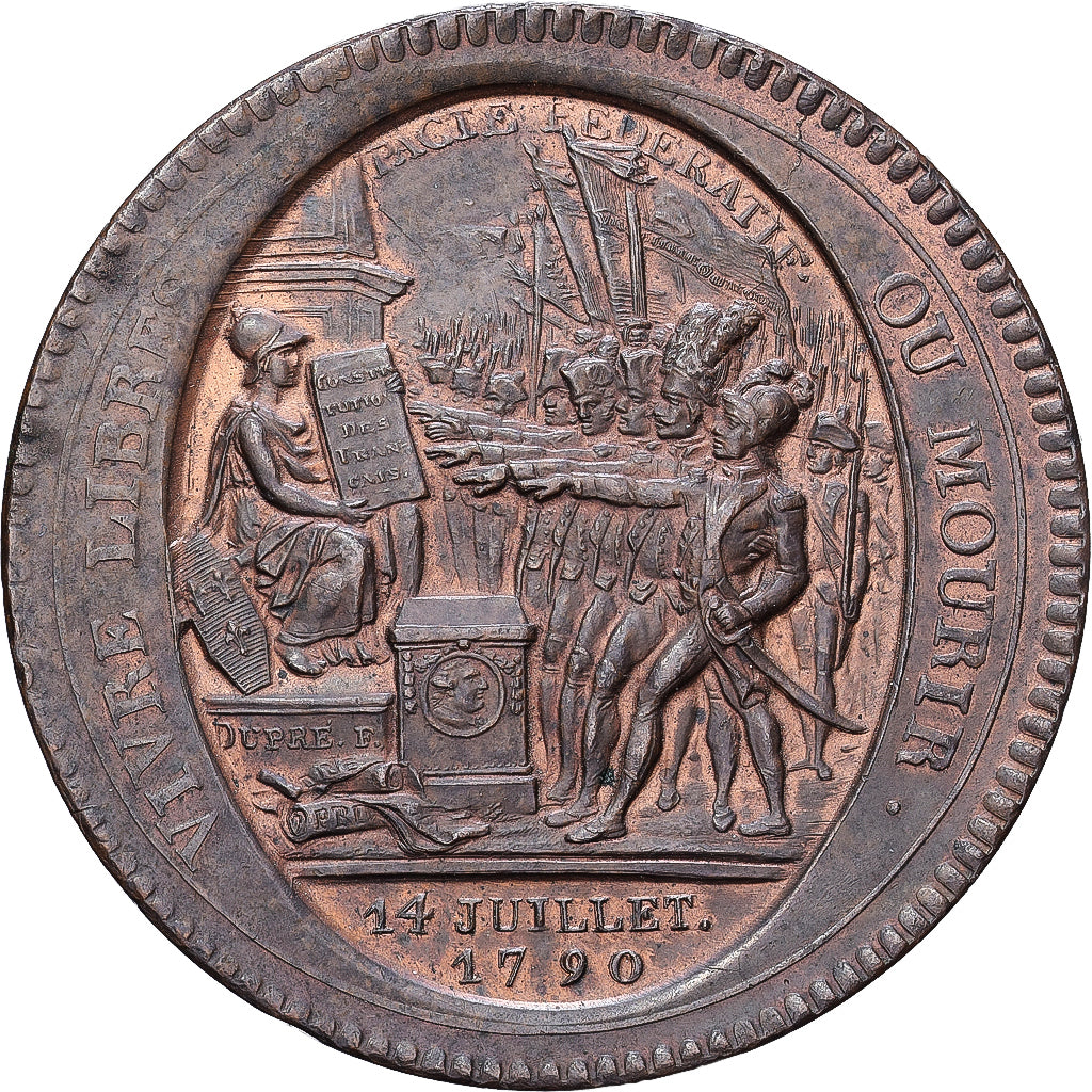França, 5 sols au serment, Monneron, 1792 / AN 4, Birmingham, Bronze
