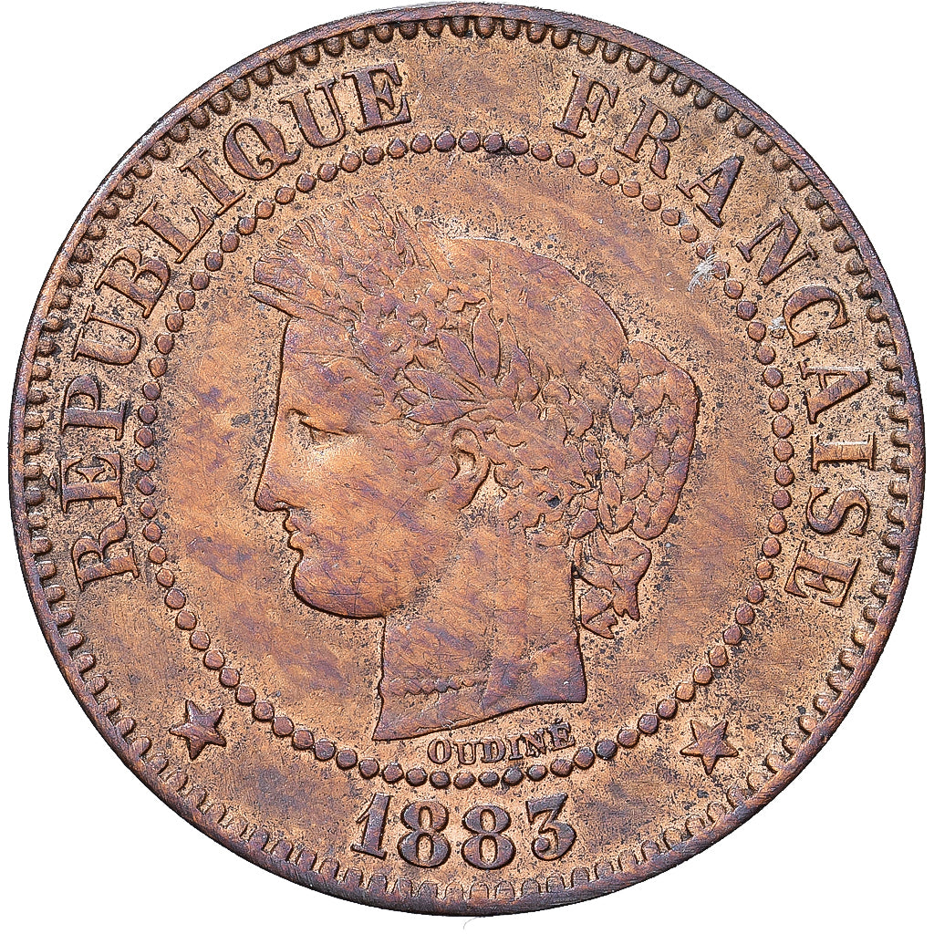 France, 2 Centimes, Cérès, 1883, Paris, Bronze, EF(40-45), Gadoury:105