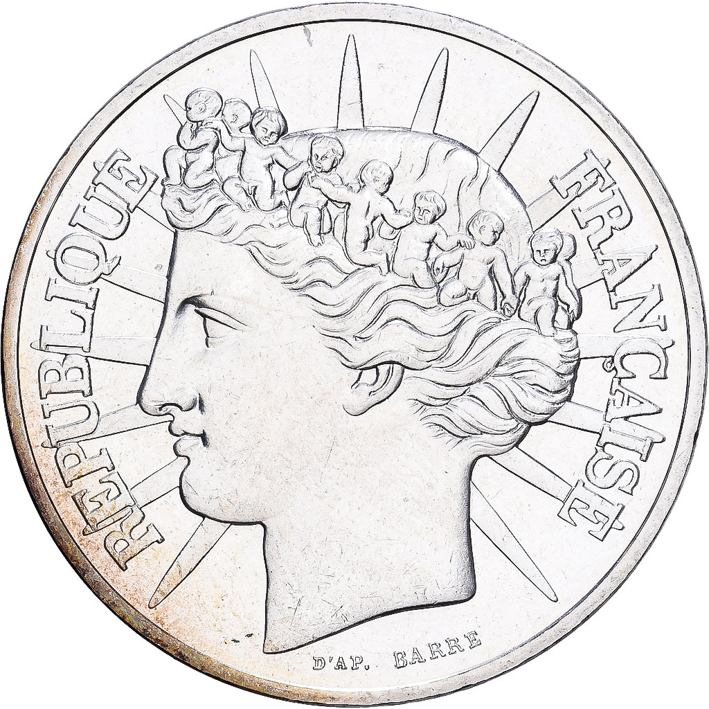 França, 100 Francs, 1988, MDP, Piéfort, BU, Prata, MS(63)