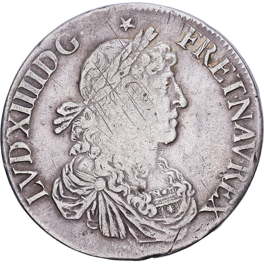 France, Louis XIV, Écu au buste juvénile, 1664, Rennes, Silver, EF(40-45)