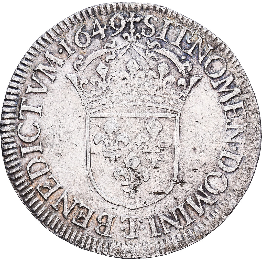 Frankreich, Louis XIV, Écu à la mèche longue, 1649, Nantes, Silber, S+