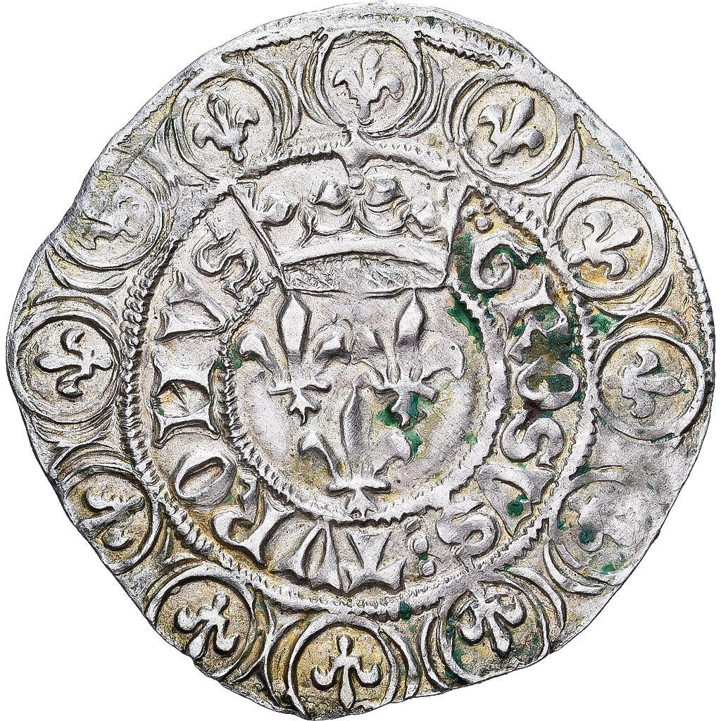 Francja, Charles VI, Gros aux lis, 1380-1422, Tours, Srebro, EF(40-45)
