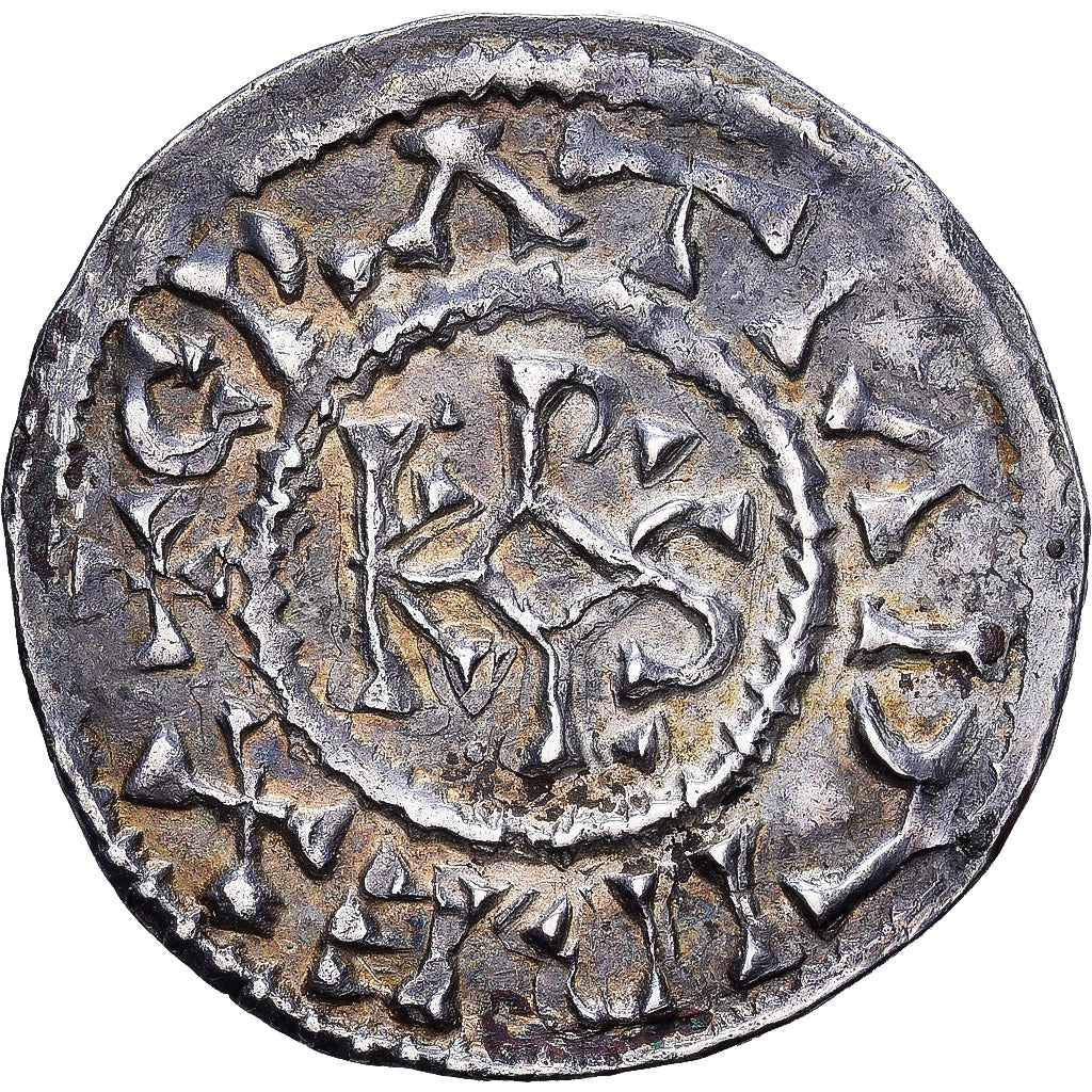 Francja, Charles II le Chauve, Denarius, Curtisasonien, Srebro, AU(55-58)