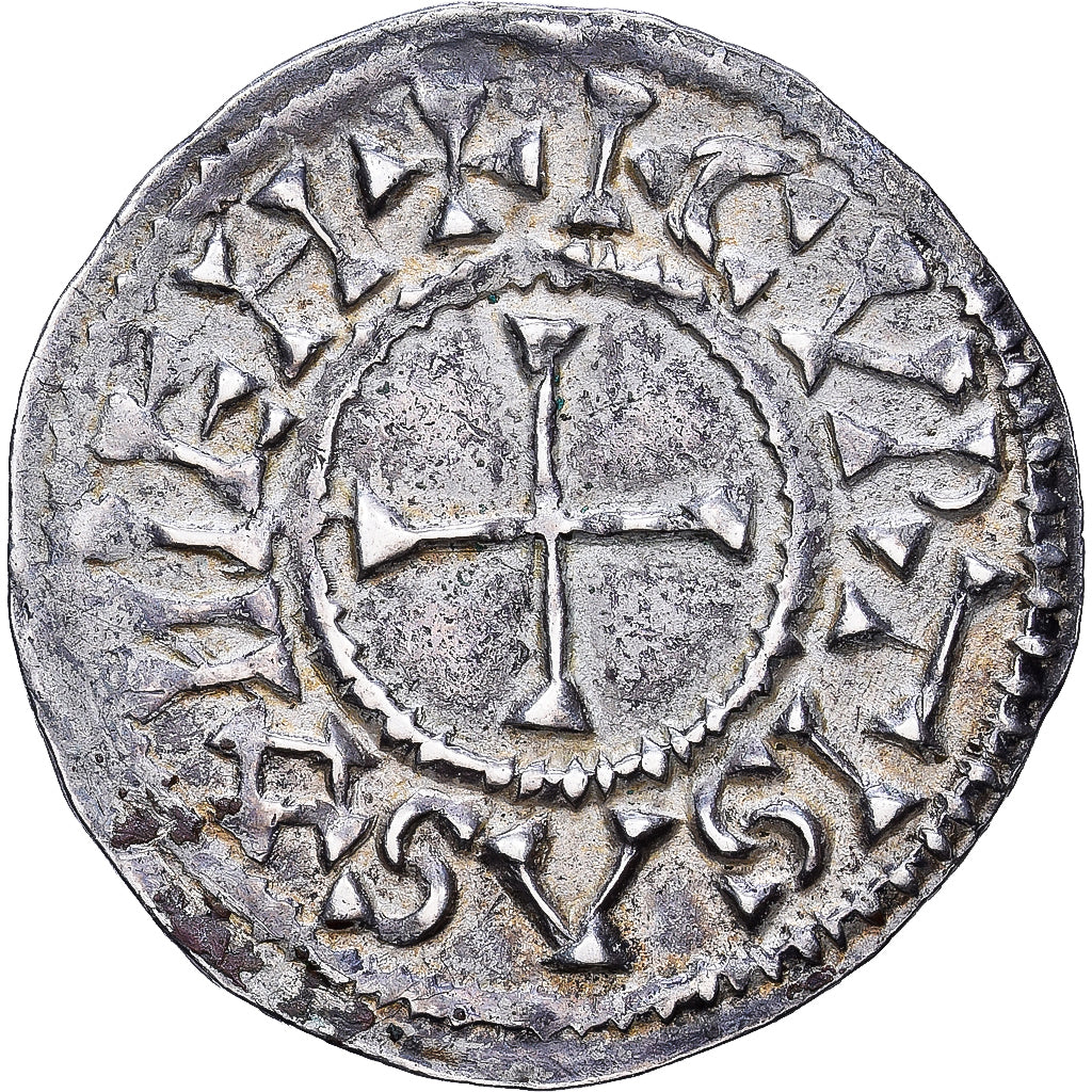 Francja, Charles II le Chauve, Denarius, Curtisasonien, Srebro, AU(55-58)