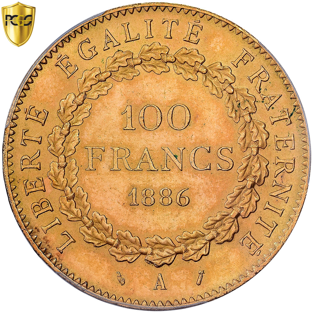 Francia, 100 Francs Or, 1886, MDP, Oro, PCGS, MS64, Gadoury:1137
