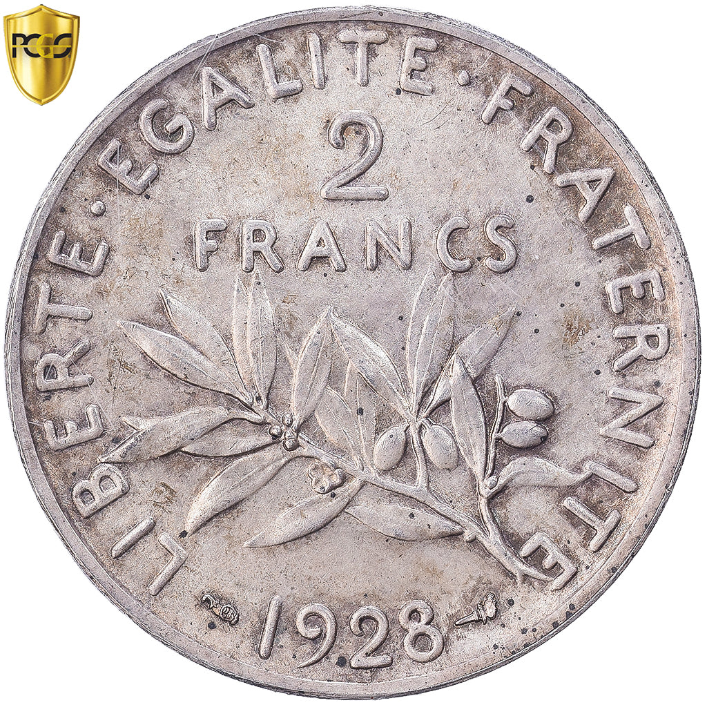 Francia, 2 Francs, Semeuse, 1928, MDP, Piéfort, Plata, PCGS, SP65, Mazard:2573
